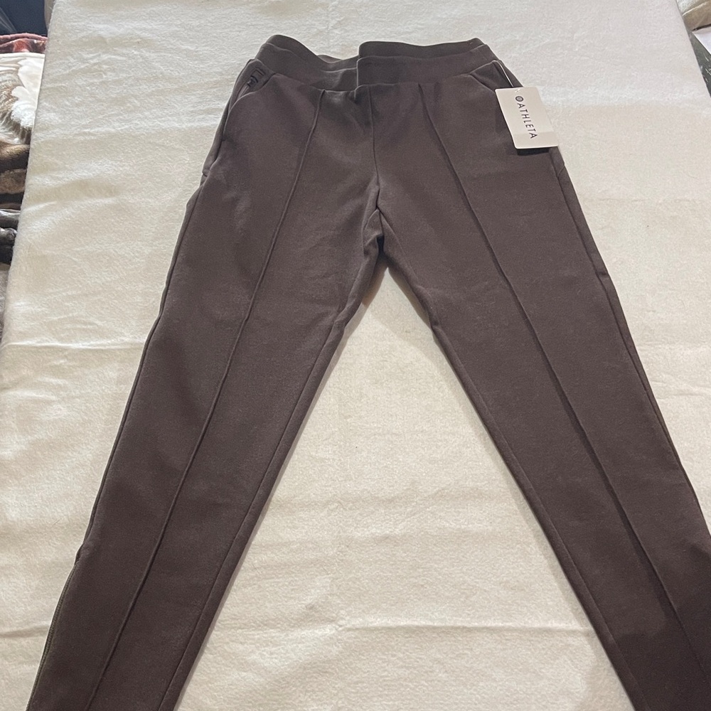 Athleta Brown Ankle Pants women's Venice pintuck pants